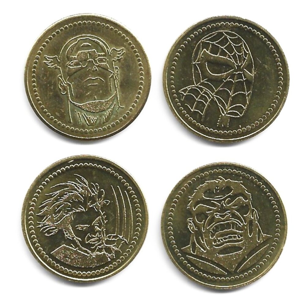 Marvel Adventure City Niagara Falls Set of 4 Superhero Video Arcade Tokens (8-9)